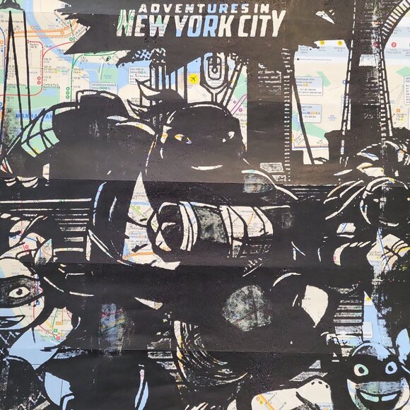 Handpainted Teenage Mutant Ninja Turtles Unique acrylic Art on a NYC Subway Map - Picture 6 of 9